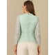 thumbnail image 4 of Blusa de encaje con cuello de volantes Allegra K Verde Claro M, 4 of 5