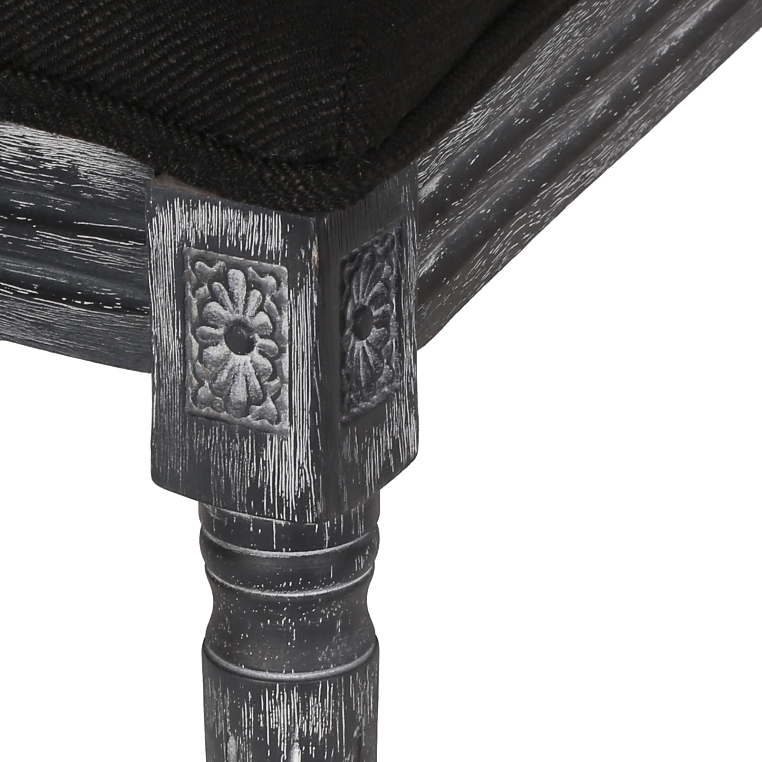 Noble House Robin French Wood Upholstered Dining Chair, Set of 4, Black