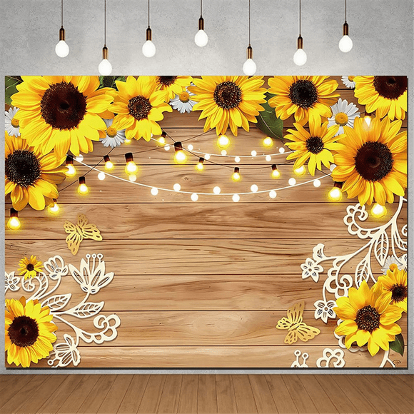 Sunflower Backdrop Photography Cloth 210x150cm Yellow Flower Wall Garden Wedding Birthday Photography Background Cloth