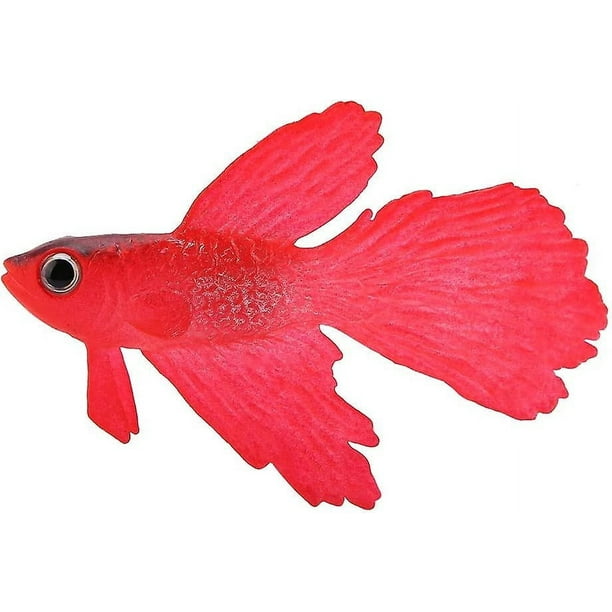 Pecera de plástico flotante para acuario, pez Betta dorado, pez pequeño de silicona artificial divertido