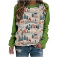 thumbnail image 2 of pimelu Christmas Sweatshirt Clearance Ugly Christmas Sweater for Women Fashion Xmas Graphics Color Block Pullover Shirts Loose Long Raglan Sleeve Crewneck Sweatshirt Top, 2 of 3