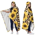 thumbnail image 2 of Wearable Blanket,Beige Leopard Sunflower Pattern Hooded Wearable Sherpa Blanket for Adults & Teens,Winter Poncho Shawl Wrap Cape Thick Warm,50"x60", 2 of 5