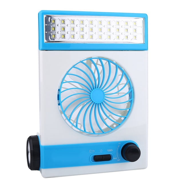 HLONK Multi-Functional Rechargeable Solar Panel Tent Fan with LED Light and Cooler Function