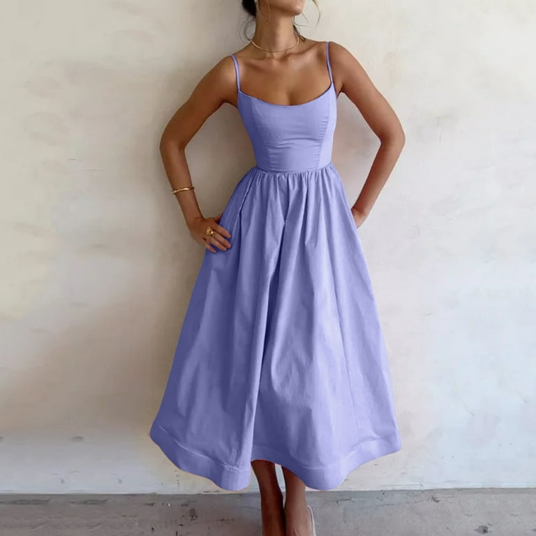 Glisme Womens Dresses Crewneck Sleeveless Sling Long Summer Solid Color Backless A Line Bandage Dress Elegant Clothes Purple 2Xl - Walmart.com Glisme Womens Dresses Crewneck Sleeveless Sling Long Summer Solid Color Backless A Line Bandage Dress Elegant Clothes Purple 2Xl - Walmart.com