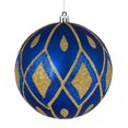 thumbnail image 1 of Vickerman N188102D 4.75 in. Blue Matte Ball Ornament with Glitter Diamond Pattern  4 per Pack, 1 of 1