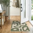thumbnail image 2 of ODIKA 2'x3' Olive Green Cream Abstract Mid-Century Washable Accent Rug Retro Inspired Piquet Pattern with Modern Flair Pet Friendly, Bedside Mat for Bedroom, Nursery, RV, 2 of 7
