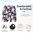thumbnail image 3 of Yiaed Leaves Flower Print Mens Swim Trunks Bathing Suit Compression Liner Beach Swim Shorts Swimwear Quick Dry Zipper Pocket No-Chafing Board Short-, 3 of 6