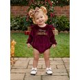 thumbnail image 4 of Cjfdfy Newborn Baby Girl Christmas Outfit Letter Print Crew Neck Long Sleeve Romper and Sequined Bow Headband 2 Pcs Set Infant Girl Merry Christmas Velvet Romper 0-18M, 4 of 9