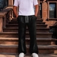 thumbnail image 2 of Men's Baggy Sweatpants Athletic Loose Wide Leg Elastic Waist Lounge Relaxed Open Bottom Joggers Pants with Pockets Black 2XL, 2 of 7