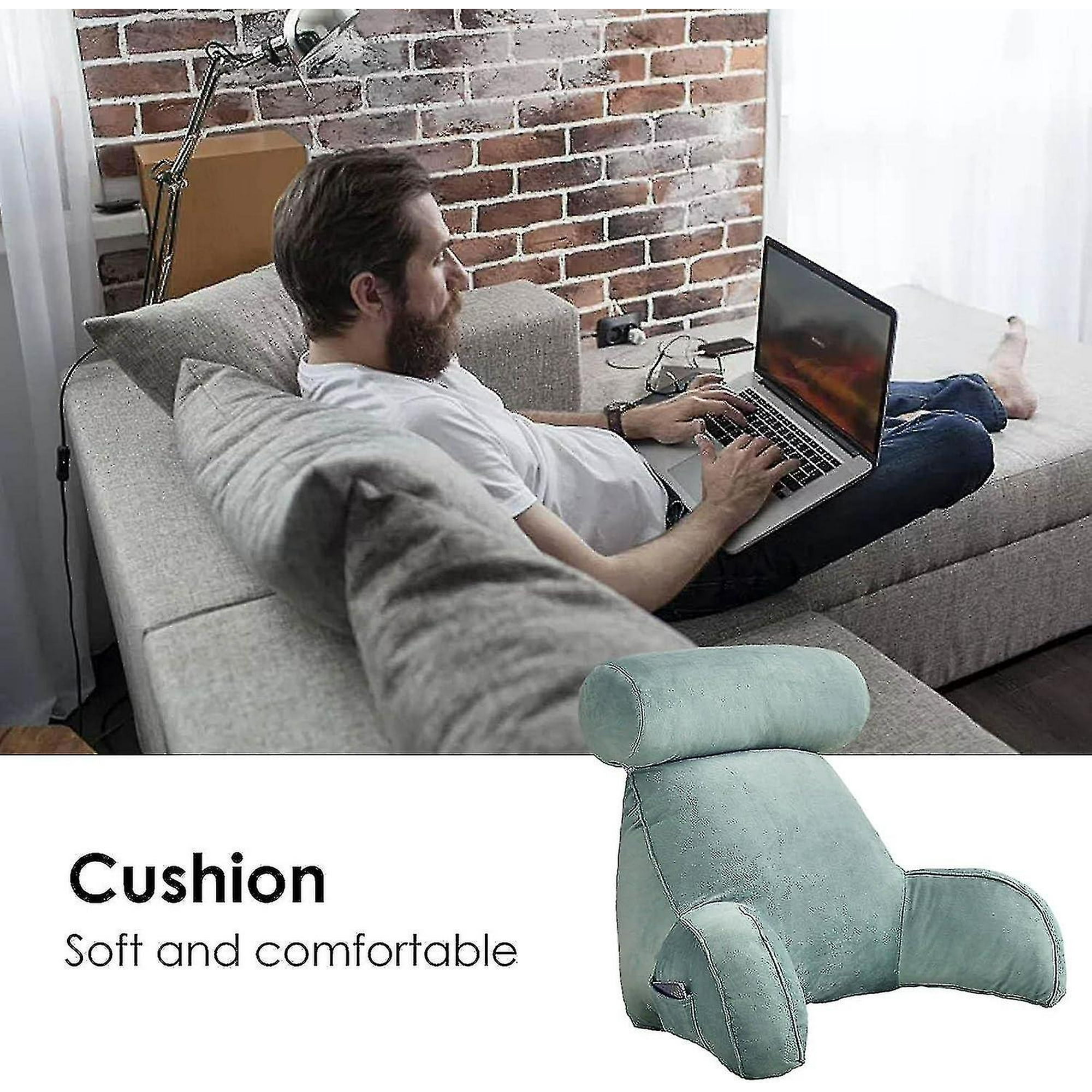 Yky reading Pillow Backrest Pillow back Rest Pillow For Sitting In Bed large Adult Backrest With Arms side Pockets Detachable Neck Roll For Reading Walmart