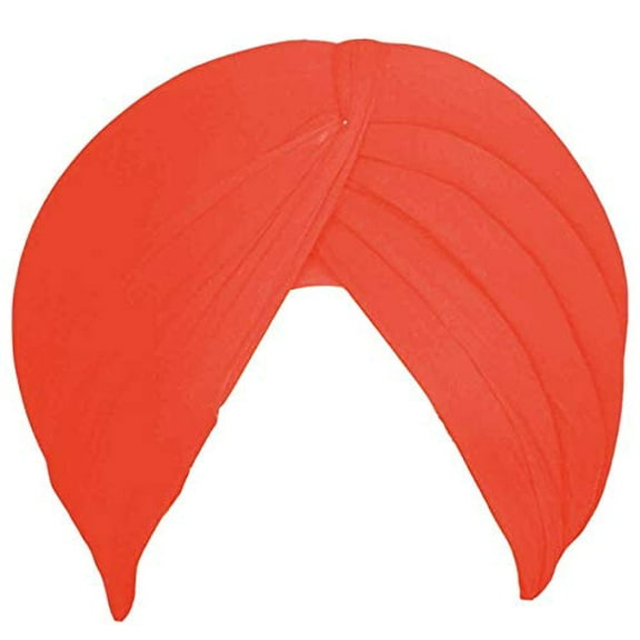 Sikh Cotton Turban For Men |Dark Orange Color | 7 Mts Punjabi Pagri (Stitched Rubia Voile) By Indian Collectible
