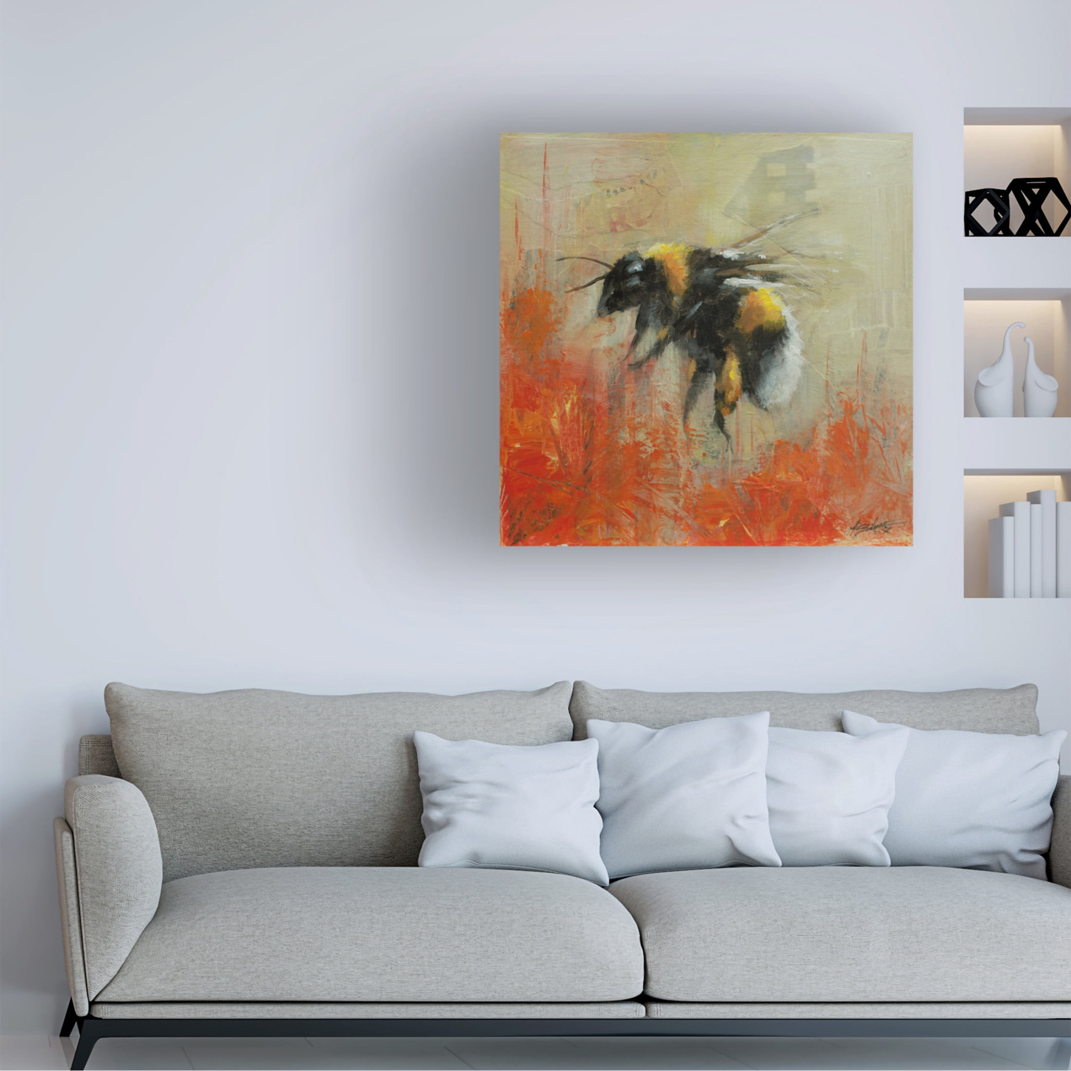 Canvas Wall Art - John Silver 'Bumblebee 2' Wall Art for Living Room, Bedroom, or Office Décor by Trademark Fine Art - 24 x 24 Inches