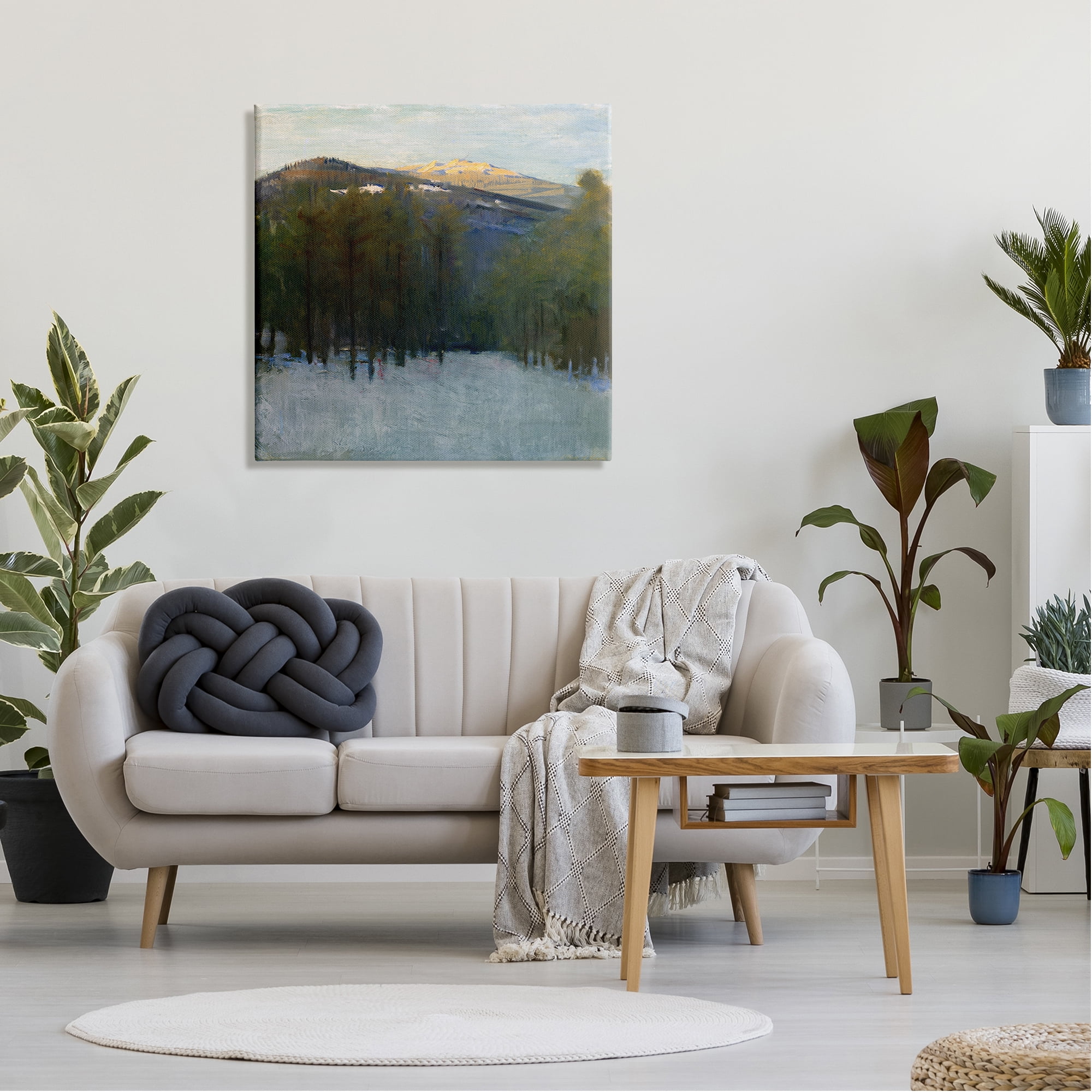 Stupell Industries Winter Mountain Scenery Landscape Painting Gallery Wrapped Canvas Art Print Wall Art, 30 x 30