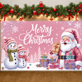 thumbnail image 6 of Pink Merry Christmas Banner Santa Claus Design Christmas Display Reindeer Pattern Christmas Tree Decor Santa Claus Backdrop for Christmas Party Holiday Celebration Indoor Decoration, 6 of 9
