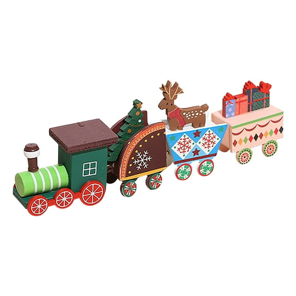 ZMKIAG Wooden Christmas Train Set with Santa Claus - Festive Holiday Ornament for Home Decor, 𝗞𝗶𝗱𝘀 Room Toy and Mantelpiece Display, Classic Xmas Gift for Families