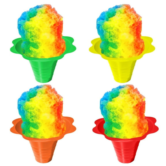 Hypothermias Snow Cone Flower Cups Medium Case of 1000, Variety Colors: Green, Orange, Yellow, Red