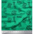 thumbnail image 1 of Soimoi Green Cotton Duck Fabric Explore The World Text Print Fabric by the Yard 42 Inch Wide, 1 of 3
