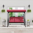 thumbnail image 2 of Lit Balançoire de Porche Extérieur Convertible à 3 Places avec Support - Auvent Réglable Résistant aux UV - Coussins Épais - Chaise Balançoire de Patio, Jardin et Cour Arrière - Rouge, 2 of 8