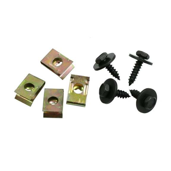 4pcs Metal U-type Clip with Screw Car Fender Door Trim Panel Nuts Fastener