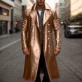 thumbnail image 2 of Rggeeun Leather Jackets For Men Slim Fit Double Leather Jacket For Fall Winter Casual Formal Long Sleeve Coat Home Outfits Outwear Streetwear, 2 of 4