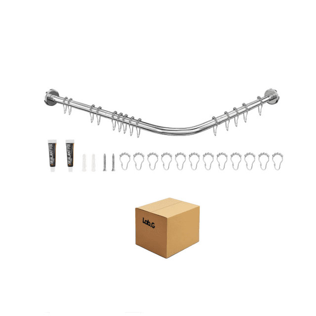 Tubo para Cortina de Baño Extensible 100-150cm Y 80-110cm, 12 Ganchos Lab.G Plateado