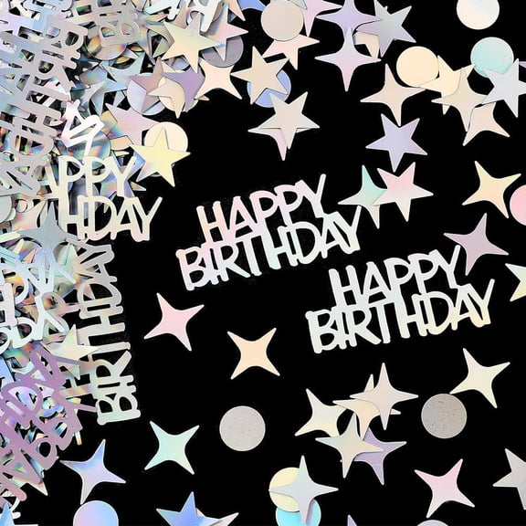 60G Birthday Party Confetti Birthday Glitter Metallic Table Scatter Colorful Circle Star Letter Glitter Iridescent Plastic Confetti for Wedding Holiday Celebration Decorations Supplies