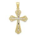 thumbnail image 1 of 10k & Rhodium Diamond-Cut Cross Pendant in 10k Yellow Gold w/ Rhodium Plating, 1 of 3