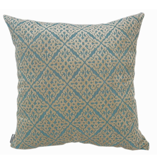 Almohadón Decorativo Chenille con Diseño de Diamantes Turquesa