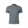 thumbnail image 4 of OGLCCG Men's Summer Mock Turtleneck T Shirt Short Sleeve Casual Basic Pullover Tops Solid Color Stretch Slim Fit Athletic Undershirt,S,Gray, 4 of 8
