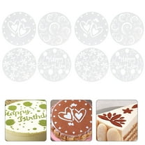 EXHUMKY 8-Piece Cake Decorating Stencils Set in White, Precision Craftsmanship for Baking and Cake Art Designs