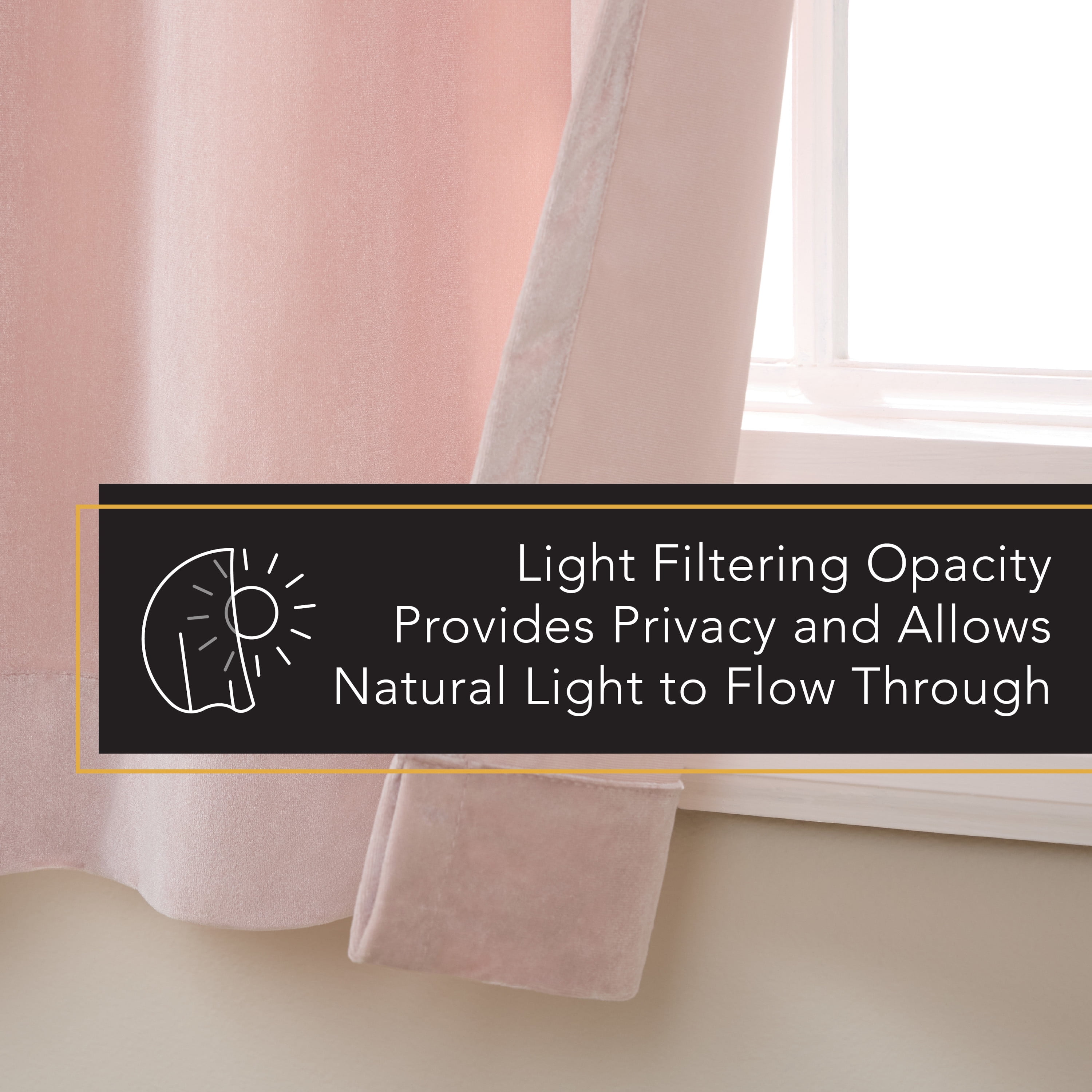 TOWN & COUNTRY LUXE Velour Solid Heavyweight Indoor Curtains, Light Filtering Opacity, Triple Pinch Pleat Top, Plush Velvet, 2-Pack Set, 108", Blush