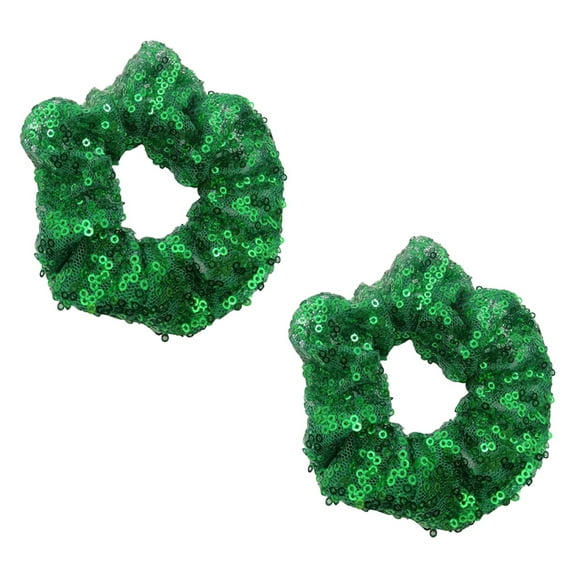BESTOYARD Festive Scrunchies Sequin Hair Bobbles Green 2Pcs