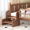 thumbnail image 6 of Luckynote Full Size Floor Bed with Storage Bookcases, Solid Wood Floor Bed with Cute Stairs and Guardrails, No Box Spring Needed, Natural, 6 of 14