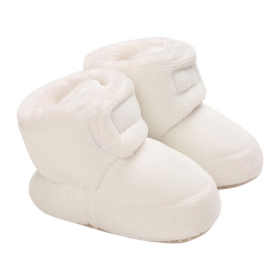 Owordtank Baby Boys Girls Winter Booties Solid Color Non-Slip Cozy Fleece Lining Comfortable First Walkers for Infants
