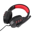 thumbnail image 3 of M Buder Auriculares con Cable para Juegos Diadema Ajustable con Micrófono Cancelación de Ruido Over Ear Headset para PC y Laptop Diseño Cómodo Negro y Rojo 22 cm / 8.6 inches Alta Fidelidad, 3 of 9