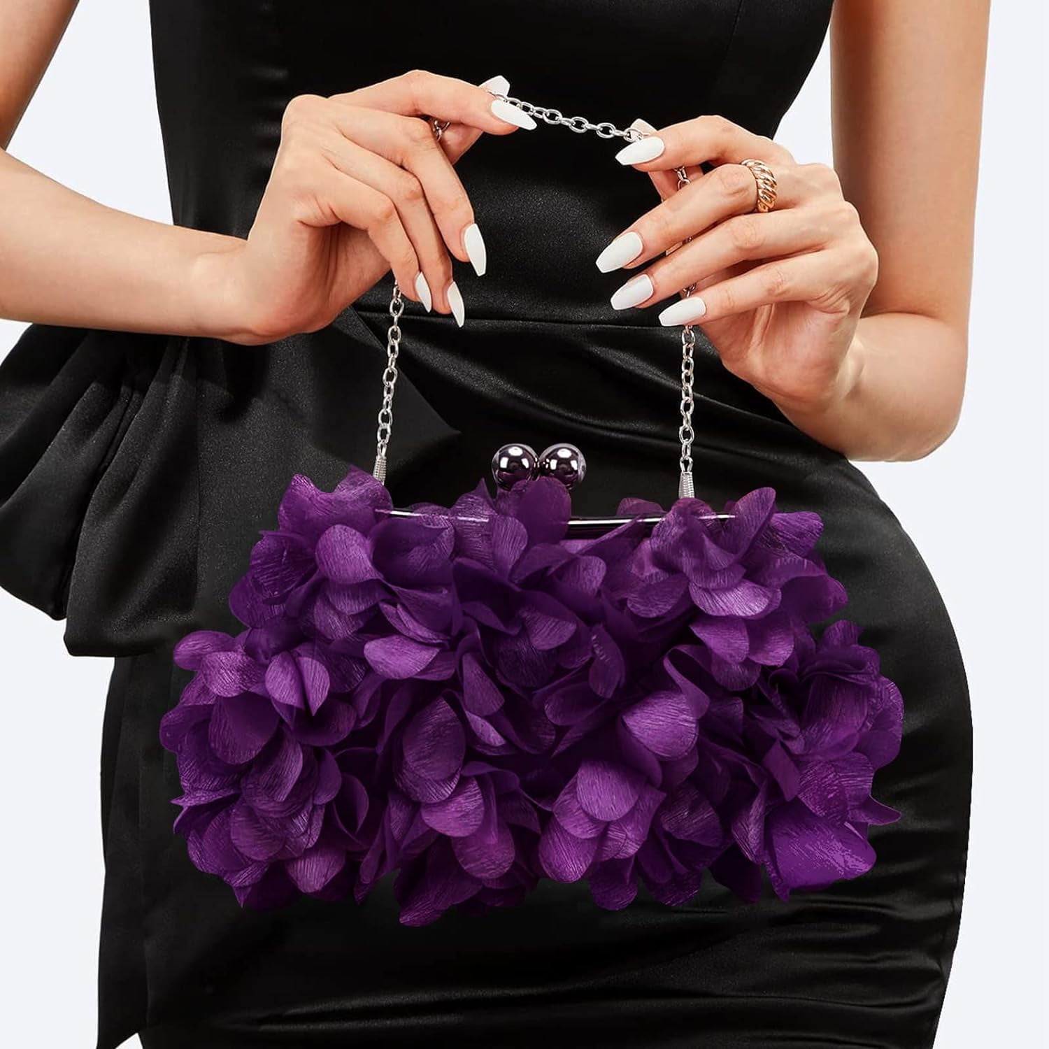 Women Clutch Evening Bag Small Floral Purses with Chain for Wedding, Party, Prom