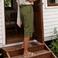 thumbnail image 6 of Ladies Cropped Trousers - Capri Pants for Women UK Petite Comfy Summer Three Quarter Length Trousers Stretchy Drawstring Waist Straight Leg Lounge Yoga Beach Capris Pants with Pockets, 6 of 6