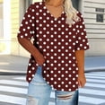thumbnail image 2 of Womens Short Sleeve Top Casual Summer Tops, Women's Polka Dots Blouse Ladies Loose Fit Tunic Tee V Neck Short Sleeve Summer Tops Plus Size Comfy Shirts, 2 of 5