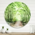 thumbnail image 2 of Designart 'Little Road Through Bamboo Forest' Traditional Circle Metal Wall Art 23x23 - Disc of 23, 2 of 5