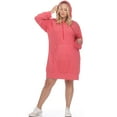 thumbnail image 3 of White Mark Plus Size Hooded Pullover Kangaroo Pocket Fleeced Textured Cozy Sweatshirt Dress, 3 of 5
