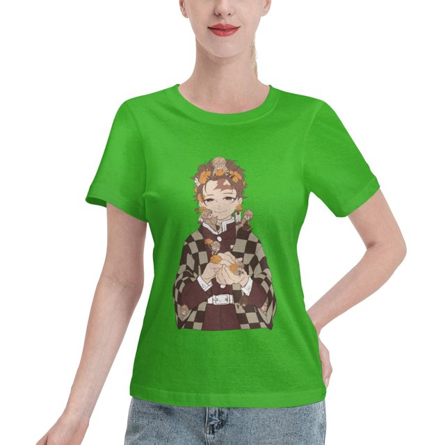 T-Shirt Basique à Manches Courtes pour Femmes Demon Slayer Blade Tanjiro
