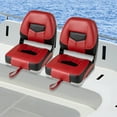 thumbnail image 4 of Costway Ensemble de 2 Sièges de Bateau à Dossier Bas Pliants Siège de Bateau de Pêche Vis en Acier Inoxydable Incluses Rouge, 4 of 10