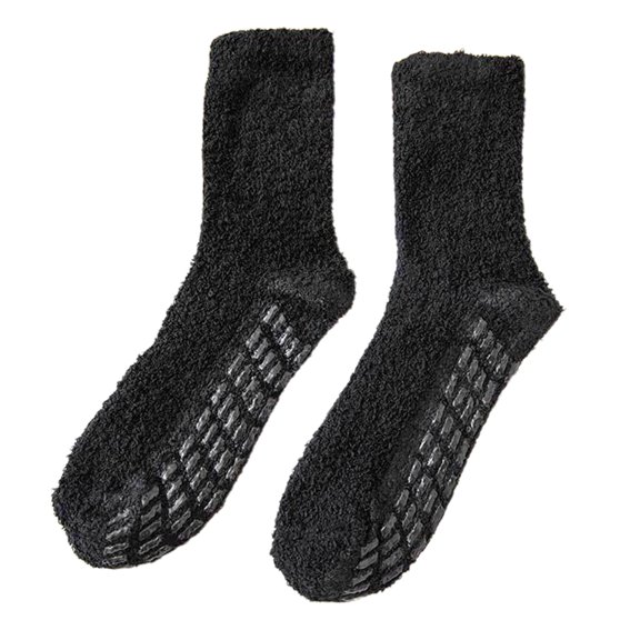 Sofullue Men Women Winter Cozy Fuzzy Slipper Socks Simple Solid Color Non Slip Grip Warm Fluffy Plush Hospital Floor Crew Hosiery