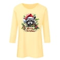 thumbnail image 4 of ClodeEU Women's Christmas Print Sweatshires,t Round Neck 3/4 Sleeve Blouse,Tunic Shirts Tops Yellow,Womens Plus S, 4 of 4