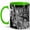 Green, variant on Cyberpunk City Coffee Mug, Futuristic Anime Cityscape Mug, Sci Fi Gamer Birthday Christmas Gift, Black White Skyline Train Urban Art, 11 oz White Ceramic Coffee Cup Gift for Tea