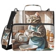 thumbnail image 2 of Zipper Binder Striped Cat Washing Dishes 1.5 Inch Binder Folder Bag with Shoulder Strap and Handle, 2 of 8