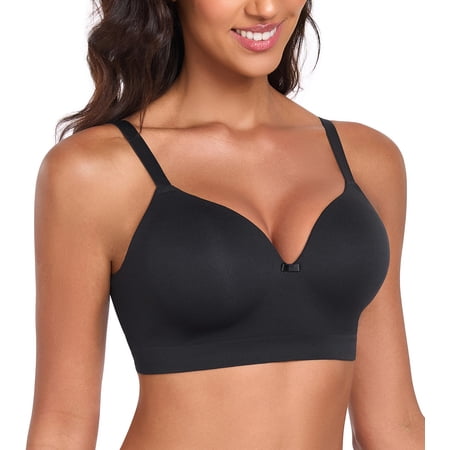 Exerin Women s Wireless Bras Full Coverage Support Seamless Plus Size Bra(Black XL)