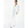 thumbnail image 3 of QUIZ - Women's White Chiffon-Sleeve Buckle Palazzo Jumpsuit, 3 of 4
