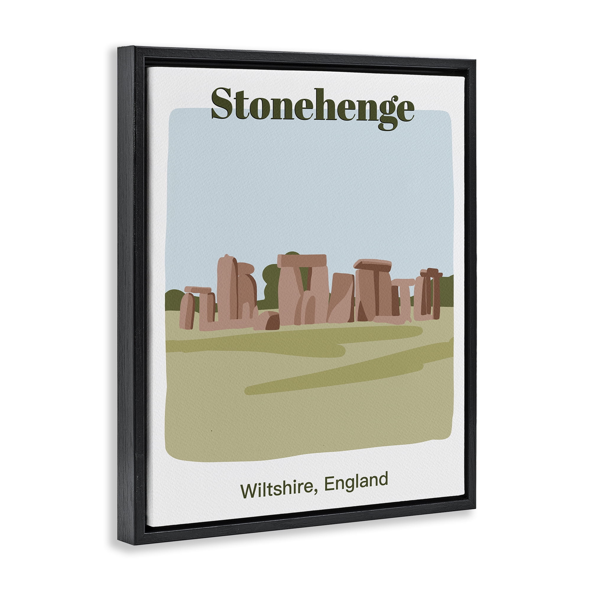 Stupell Industries Stonehenge Landmark Architecture Town & City Painting Black Floater Framed Art Print Wall Art, 17 x 21