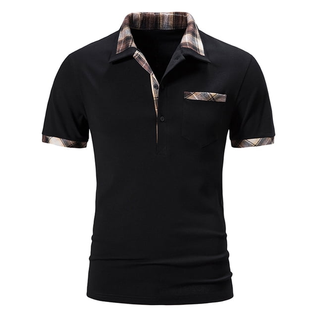 RKSTN Polo pour Homme Mode Décontractée Polo à Boutons Manches Courtes T-Shirt à Carreaux à Blocs de Couleur Col Rabattu Hauts Coupe Ajustée Chandail de Base T-Shirts
